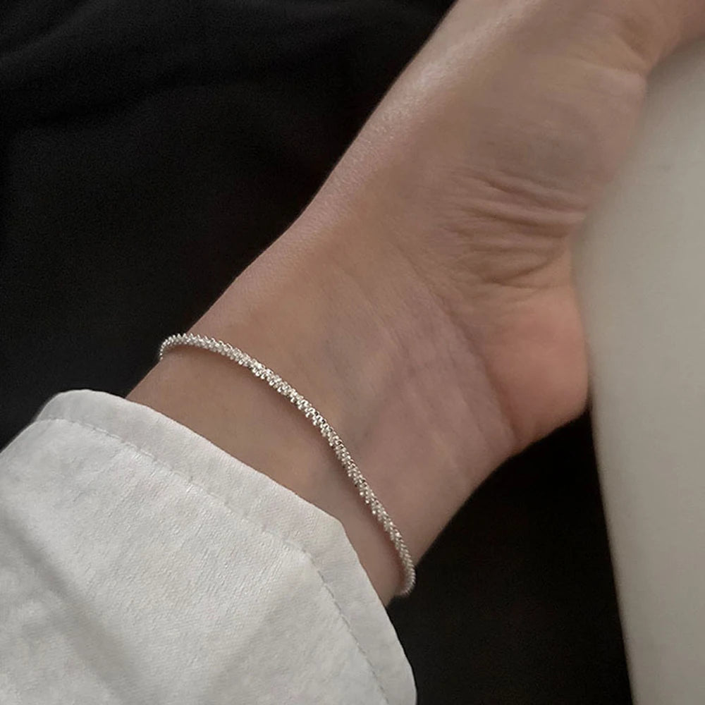 Silver Double Interlocking Small Hearts Bracelet For Women