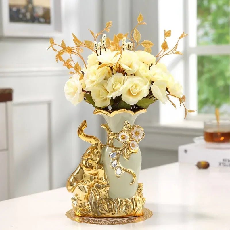Gold Ceramic And Porcelain Vase