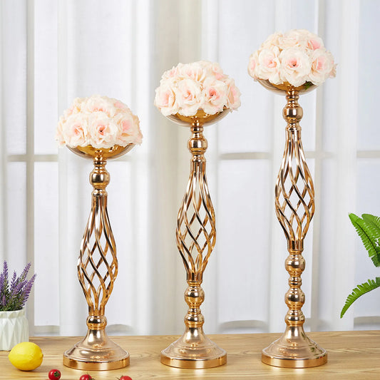 Gold and Silver Table Candle Holder with Twisted Path